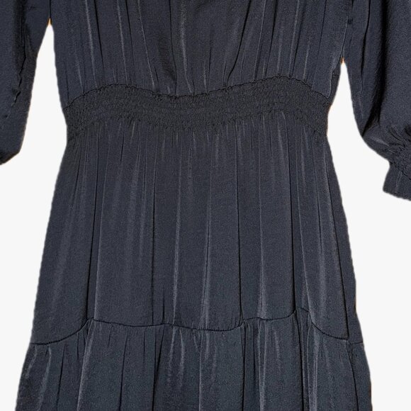 Gigi Parker Washed Satin Maxi Peasant Dress Black Size S - Picture 6 of 9